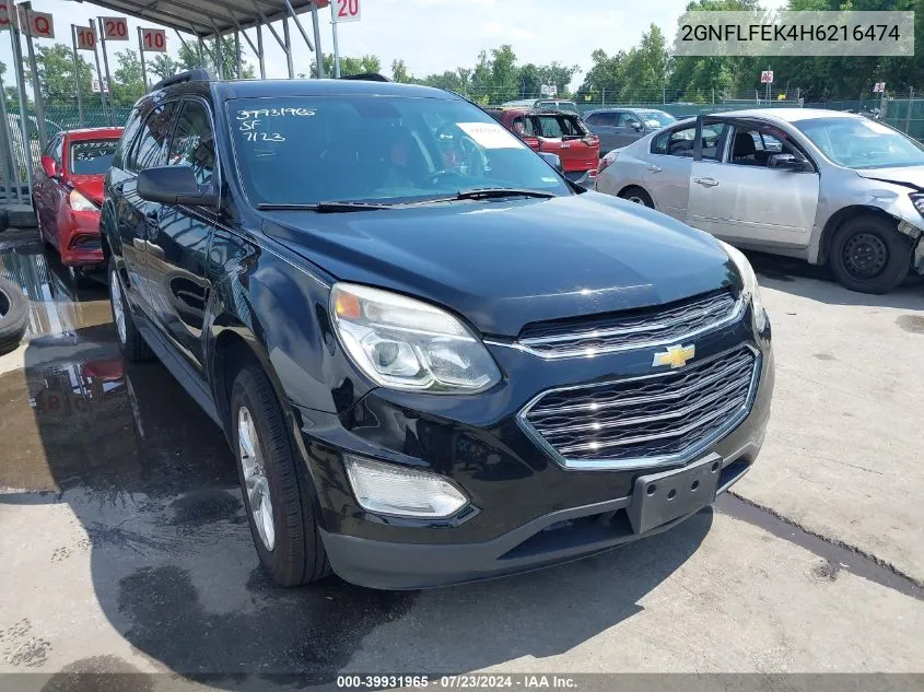 2017 Chevrolet Equinox Lt VIN: 2GNFLFEK4H6216474 Lot: 39931965