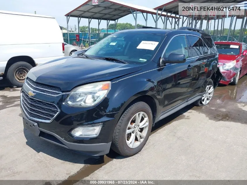 2017 Chevrolet Equinox Lt VIN: 2GNFLFEK4H6216474 Lot: 39931965