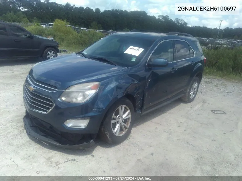 2017 Chevrolet Equinox Lt VIN: 2GNALCEK2H6100697 Lot: 39941293