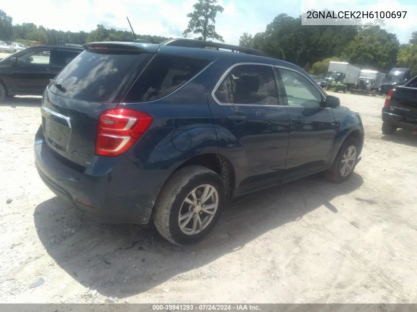 2017 Chevrolet Equinox Lt VIN: 2GNALCEK2H6100697 Lot: 39941293