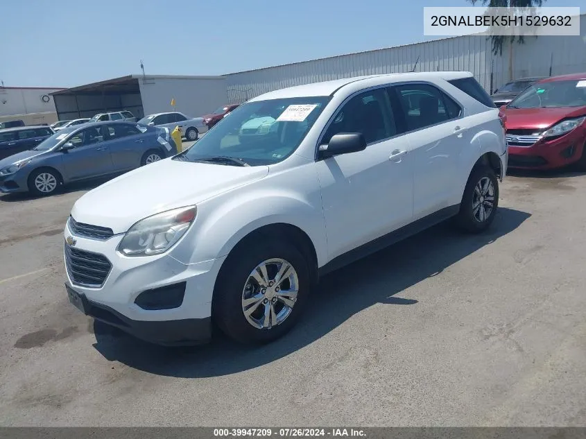 2017 Chevrolet Equinox Ls VIN: 2GNALBEK5H1529632 Lot: 39947209