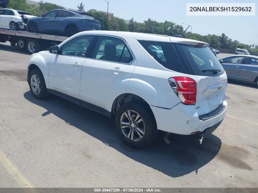 2017 Chevrolet Equinox Ls VIN: 2GNALBEK5H1529632 Lot: 39947209