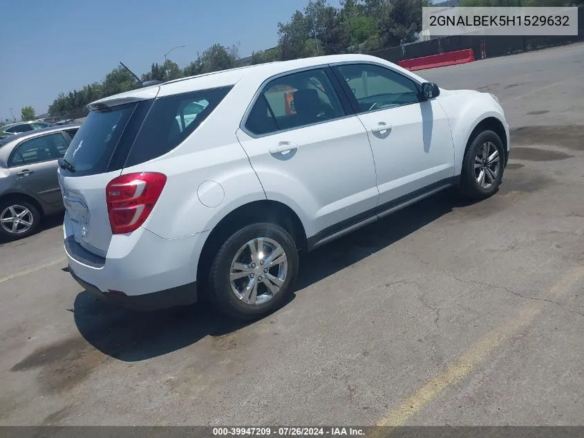 2017 Chevrolet Equinox Ls VIN: 2GNALBEK5H1529632 Lot: 39947209