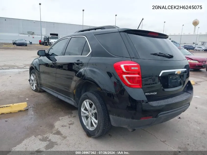 2017 Chevrolet Equinox Lt VIN: 2GNALCEK2H6245075 Lot: 39967362