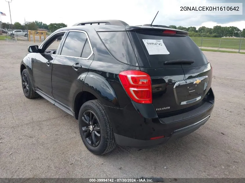 2017 Chevrolet Equinox Lt VIN: 2GNALCEK0H1610642 Lot: 39994742