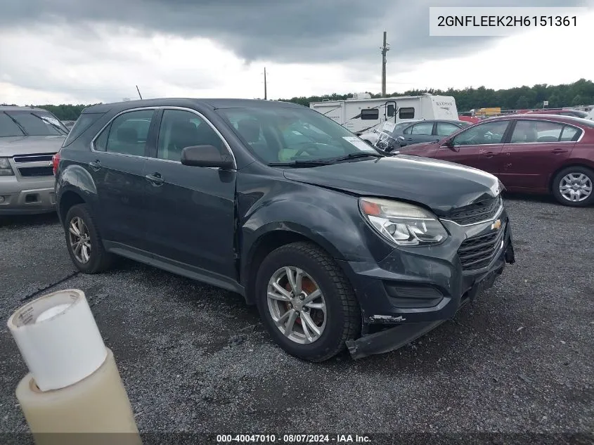 2017 Chevrolet Equinox Ls VIN: 2GNFLEEK2H6151361 Lot: 40047010