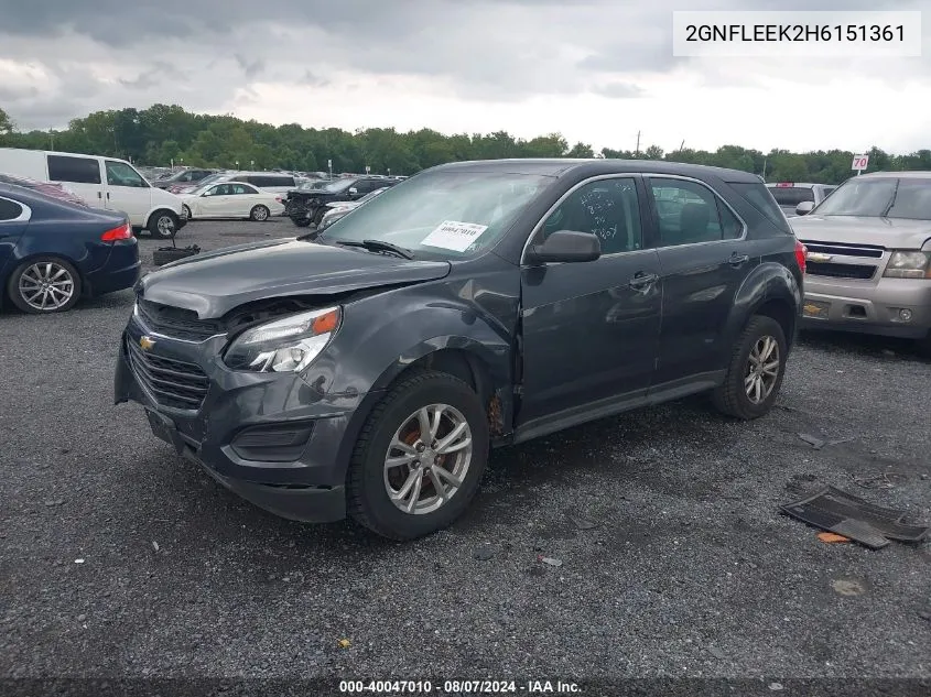 2017 Chevrolet Equinox Ls VIN: 2GNFLEEK2H6151361 Lot: 40047010