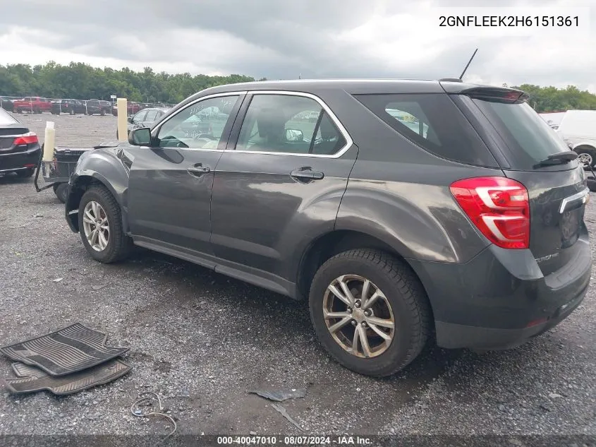 2017 Chevrolet Equinox Ls VIN: 2GNFLEEK2H6151361 Lot: 40047010