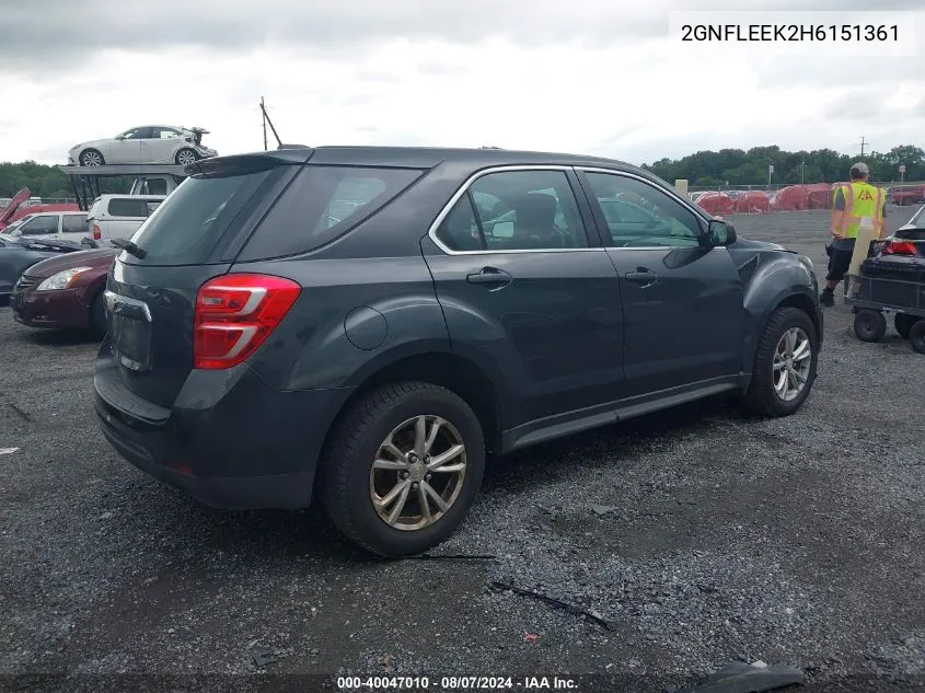 2017 Chevrolet Equinox Ls VIN: 2GNFLEEK2H6151361 Lot: 40047010