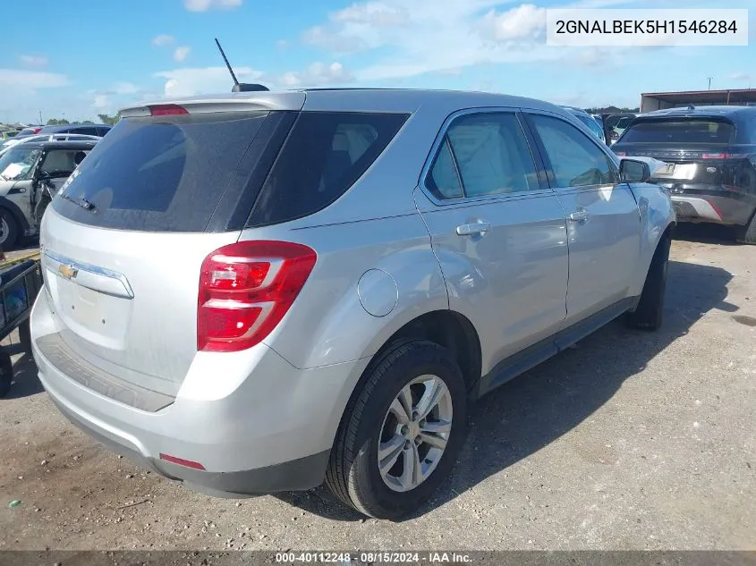 2017 Chevrolet Equinox Ls VIN: 2GNALBEK5H1546284 Lot: 40112248