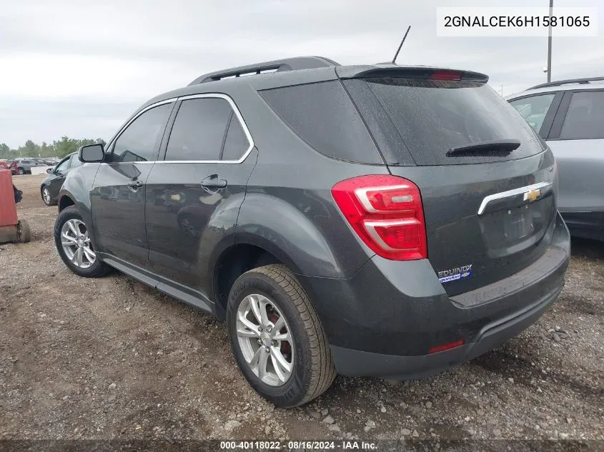 2017 Chevrolet Equinox Lt VIN: 2GNALCEK6H1581065 Lot: 40118022