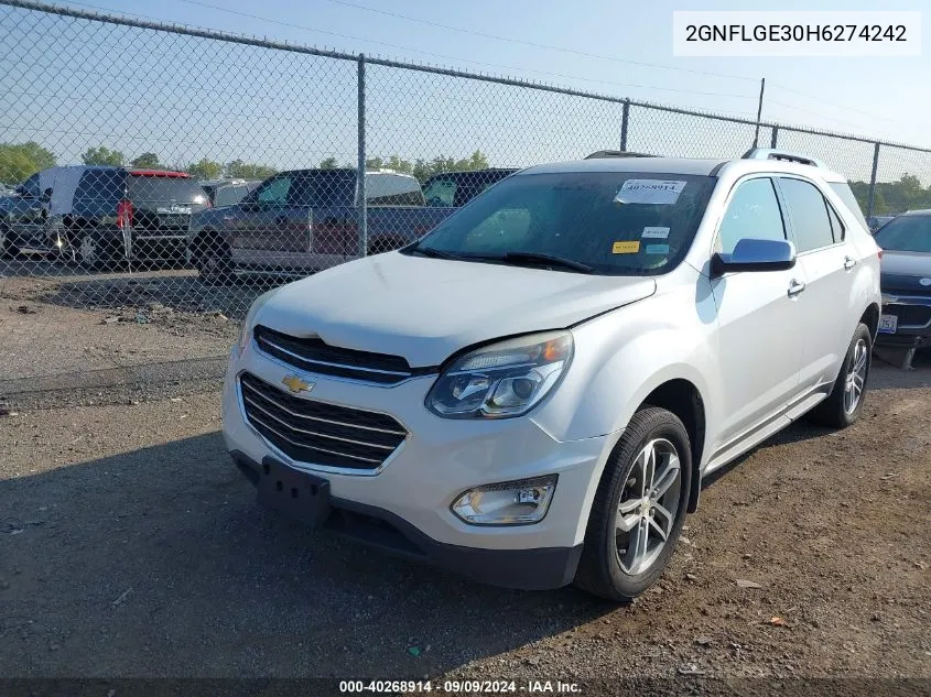 2017 Chevrolet Equinox Premier VIN: 2GNFLGE30H6274242 Lot: 40268914