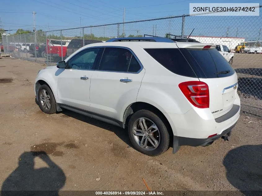 2017 Chevrolet Equinox Premier VIN: 2GNFLGE30H6274242 Lot: 40268914