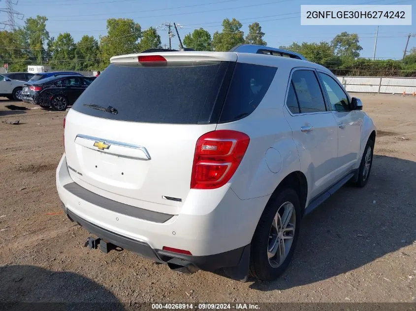 2017 Chevrolet Equinox Premier VIN: 2GNFLGE30H6274242 Lot: 40268914