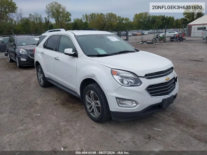 2017 Chevrolet Equinox Premier VIN: 2GNFLGEK3H6351600 Lot: 40414109