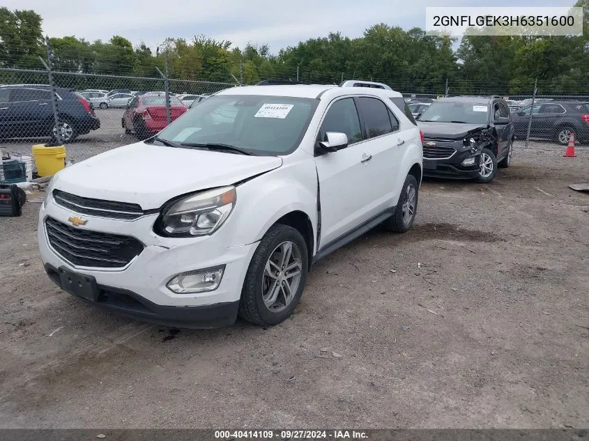 2017 Chevrolet Equinox Premier VIN: 2GNFLGEK3H6351600 Lot: 40414109