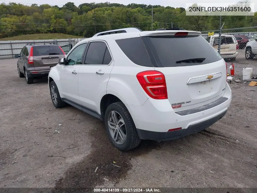 2017 Chevrolet Equinox Premier VIN: 2GNFLGEK3H6351600 Lot: 40414109