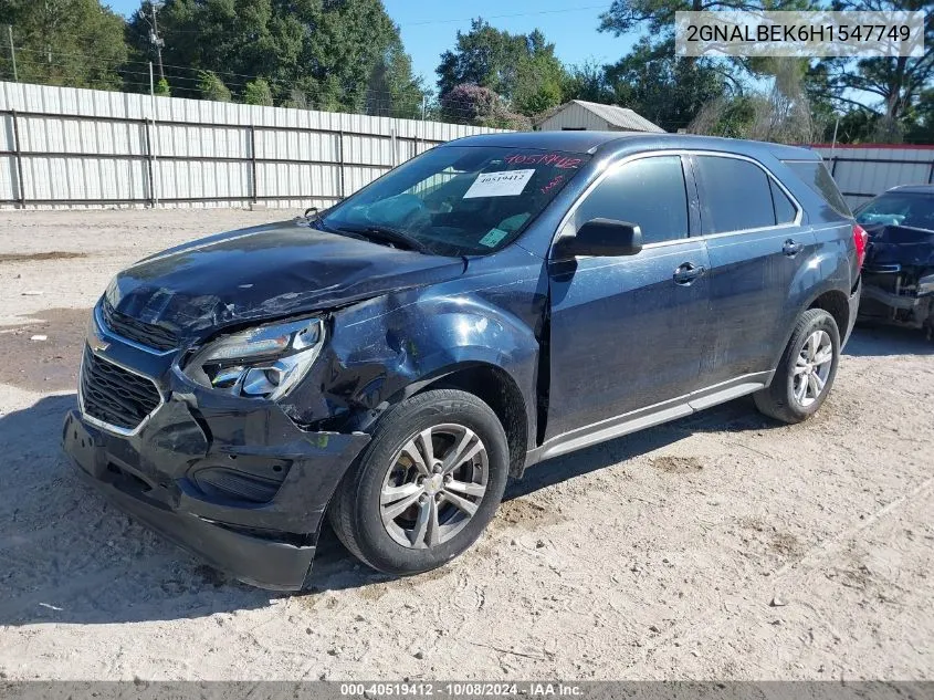 2017 Chevrolet Equinox Ls VIN: 2GNALBEK6H1547749 Lot: 40519412