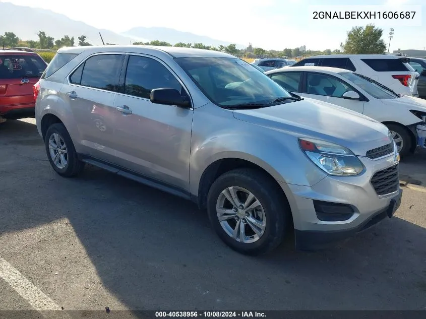 2017 Chevrolet Equinox Ls VIN: 2GNALBEKXH1606687 Lot: 40538956