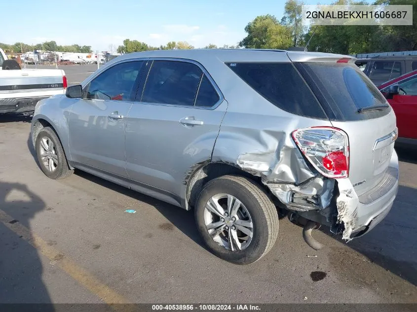 2017 Chevrolet Equinox Ls VIN: 2GNALBEKXH1606687 Lot: 40538956