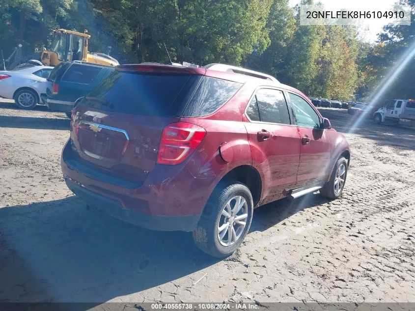 2017 Chevrolet Equinox Lt VIN: 2GNFLFEK8H6104910 Lot: 40555738