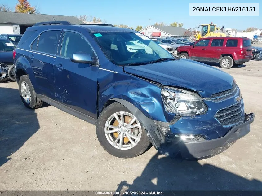 2017 Chevrolet Equinox Lt VIN: 2GNALCEK1H6216151 Lot: 40618983