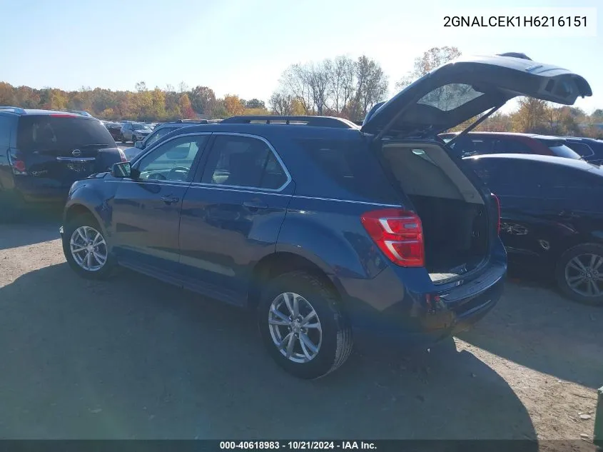 2017 Chevrolet Equinox Lt VIN: 2GNALCEK1H6216151 Lot: 40618983