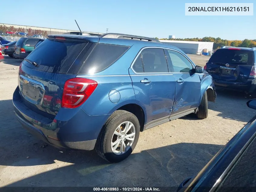 2017 Chevrolet Equinox Lt VIN: 2GNALCEK1H6216151 Lot: 40618983