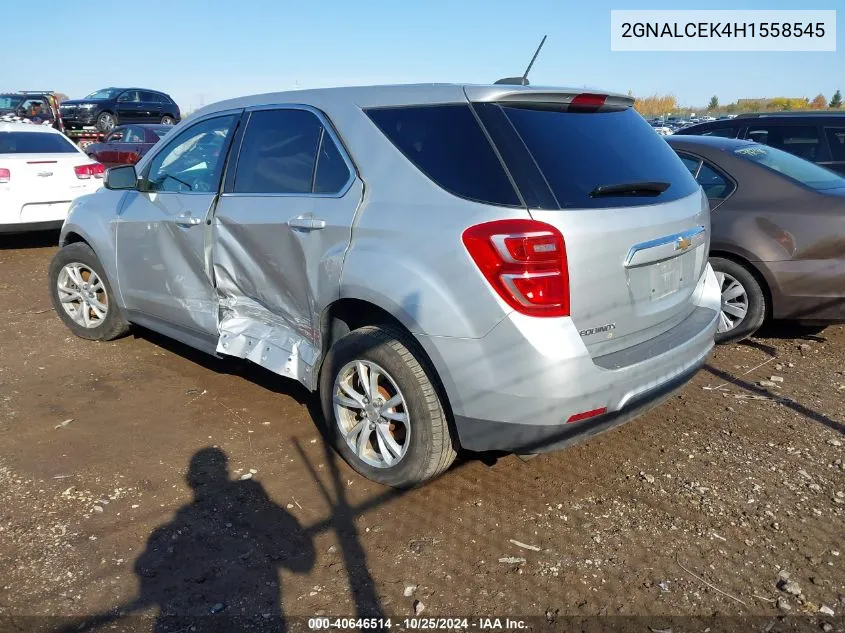 2017 Chevrolet Equinox Lt VIN: 2GNALCEK4H1558545 Lot: 40646514