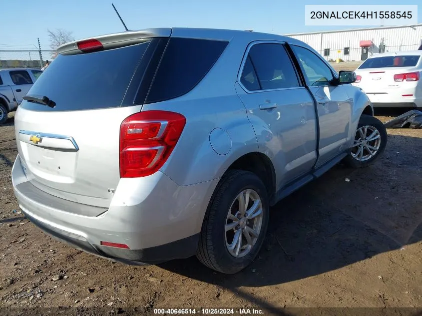 2017 Chevrolet Equinox Lt VIN: 2GNALCEK4H1558545 Lot: 40646514