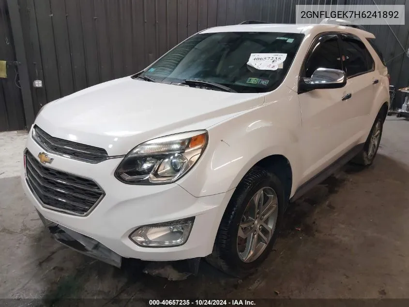 2017 Chevrolet Equinox Premier VIN: 2GNFLGEK7H6241892 Lot: 40657235