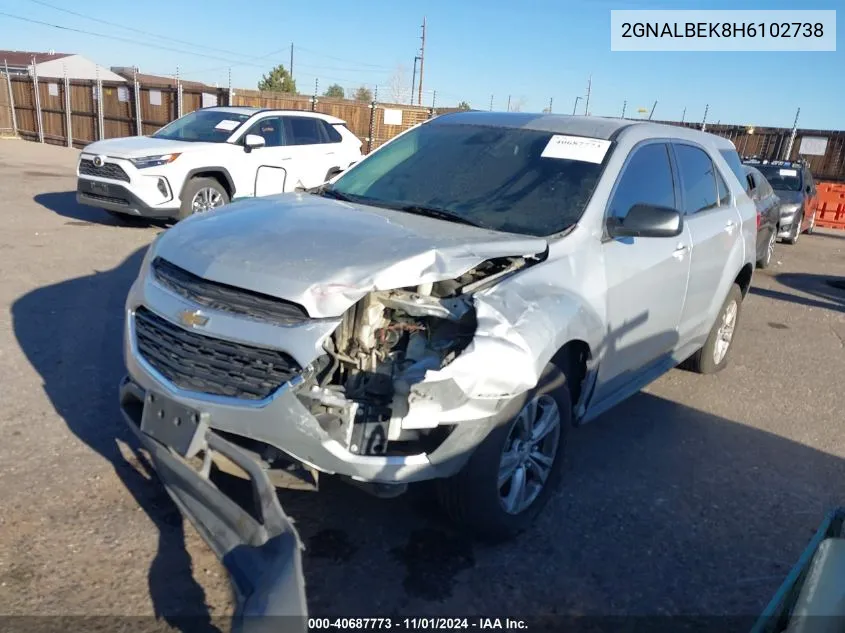 2017 Chevrolet Equinox Ls VIN: 2GNALBEK8H6102738 Lot: 40687773