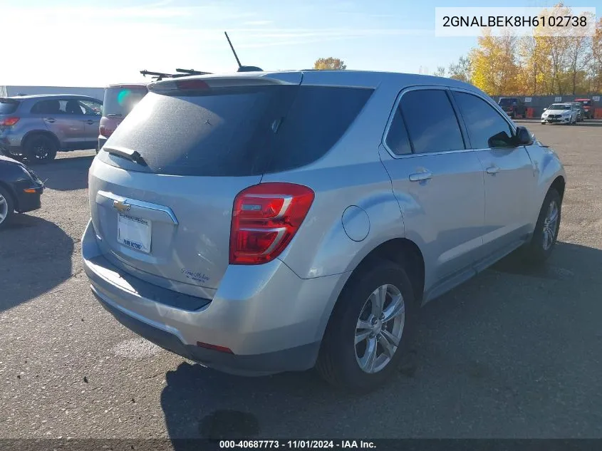 2017 Chevrolet Equinox Ls VIN: 2GNALBEK8H6102738 Lot: 40687773