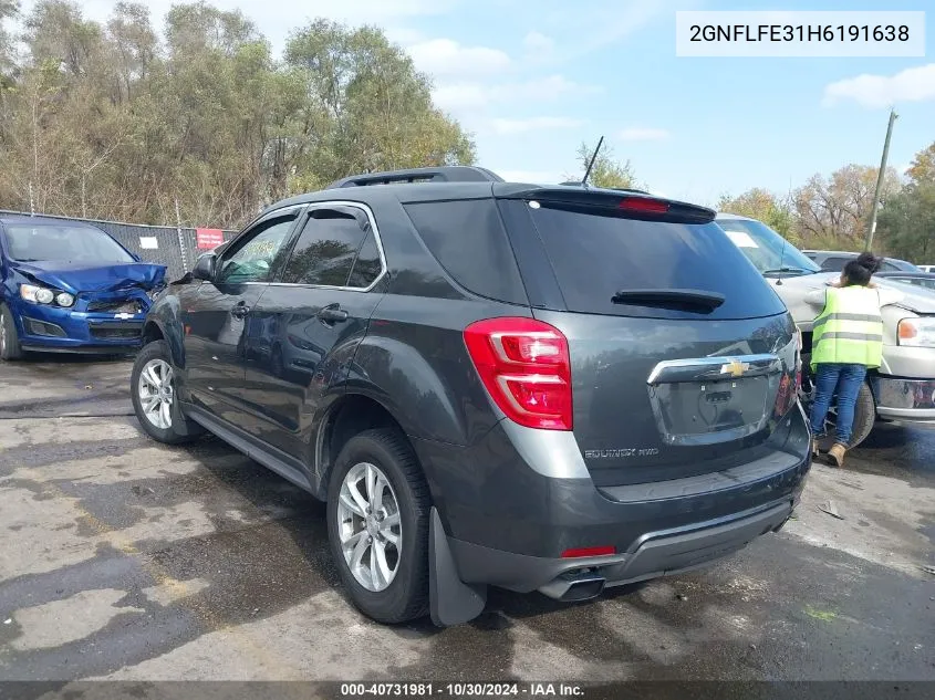 2017 Chevrolet Equinox Lt VIN: 2GNFLFE31H6191638 Lot: 40731981