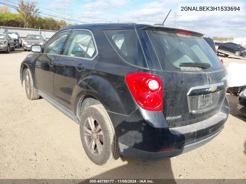 2017 Chevrolet Equinox Ls VIN: 2GNALBEK3H1533694 Lot: 40759177