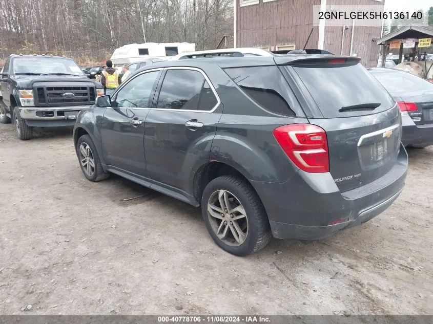 2017 Chevrolet Equinox Premier VIN: 2GNFLGEK5H6136140 Lot: 40778706