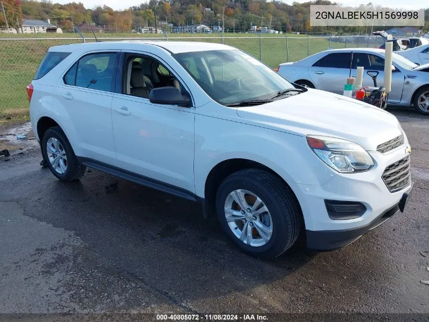 2017 Chevrolet Equinox Ls VIN: 2GNALBEK5H1569998 Lot: 40805072