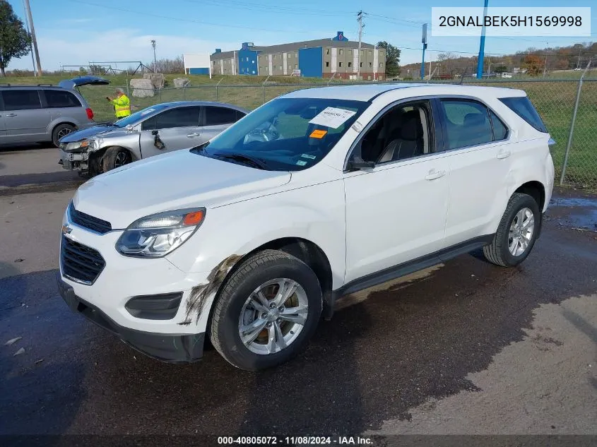 2017 Chevrolet Equinox Ls VIN: 2GNALBEK5H1569998 Lot: 40805072