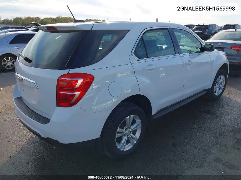 2017 Chevrolet Equinox Ls VIN: 2GNALBEK5H1569998 Lot: 40805072