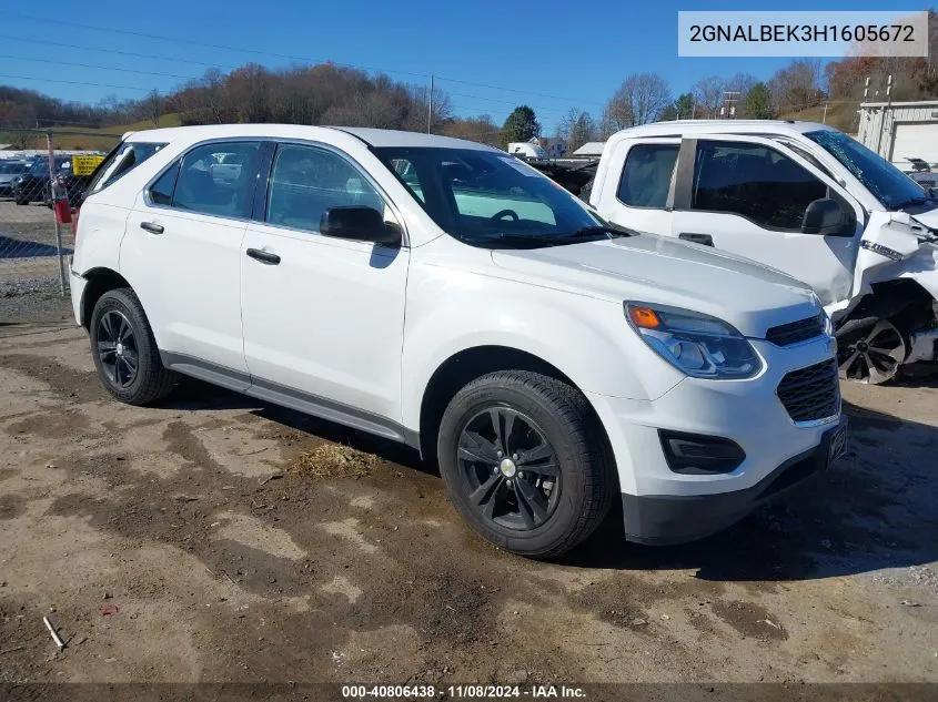 2017 Chevrolet Equinox Ls VIN: 2GNALBEK3H1605672 Lot: 40806438