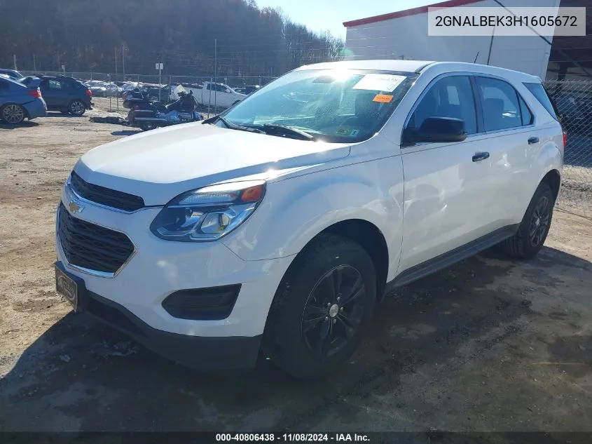 2017 Chevrolet Equinox Ls VIN: 2GNALBEK3H1605672 Lot: 40806438