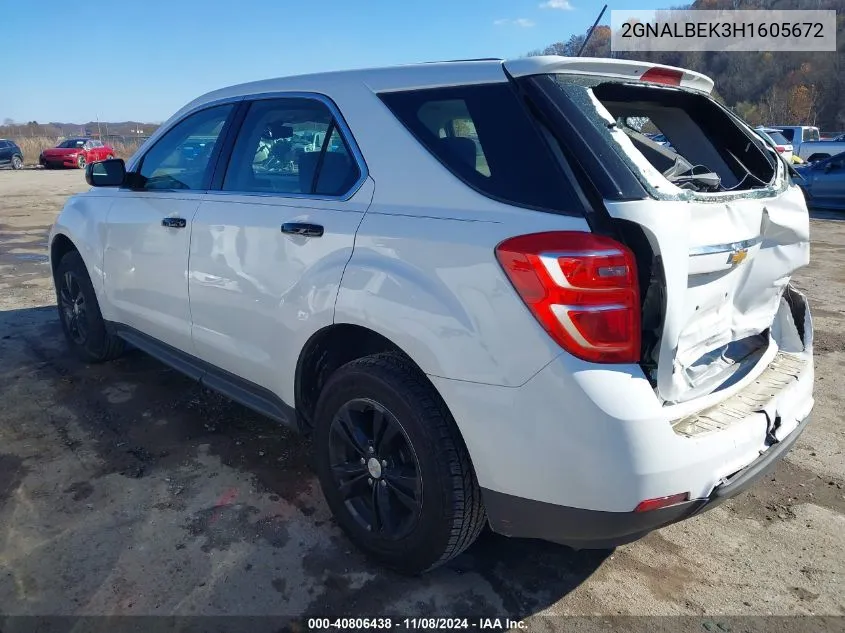 2017 Chevrolet Equinox Ls VIN: 2GNALBEK3H1605672 Lot: 40806438