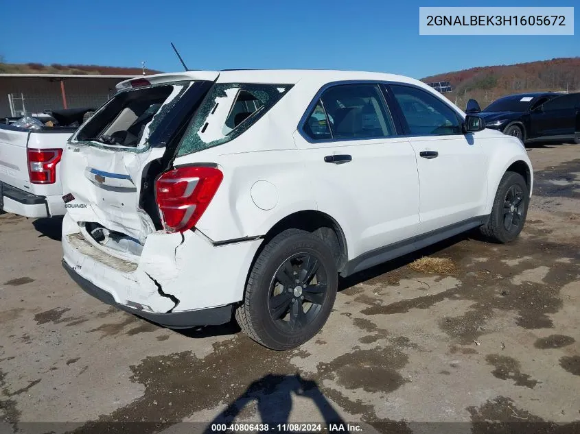 2017 Chevrolet Equinox Ls VIN: 2GNALBEK3H1605672 Lot: 40806438