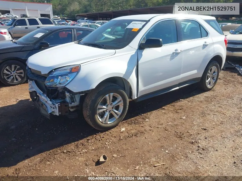 2017 Chevrolet Equinox Ls VIN: 2GNALBEK2H1529751 Lot: 40863950