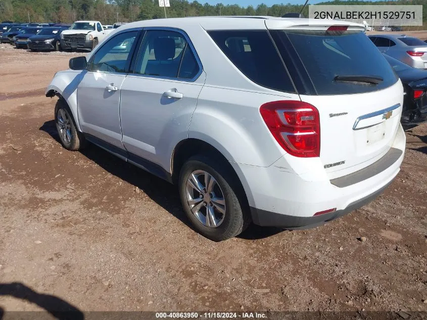 2017 Chevrolet Equinox Ls VIN: 2GNALBEK2H1529751 Lot: 40863950