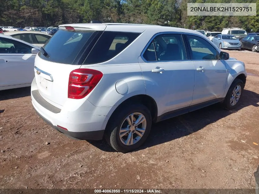 2017 Chevrolet Equinox Ls VIN: 2GNALBEK2H1529751 Lot: 40863950