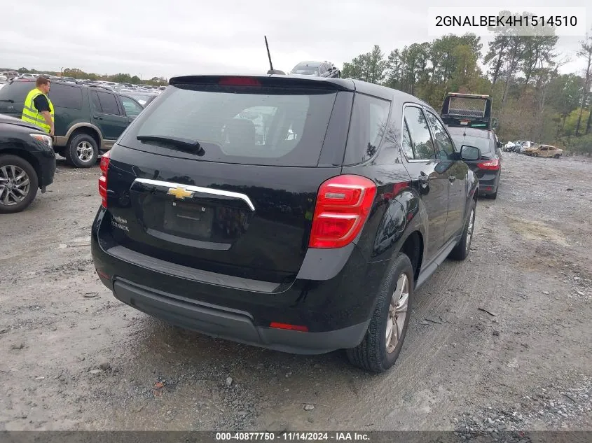 2017 Chevrolet Equinox Ls VIN: 2GNALBEK4H1514510 Lot: 40877750