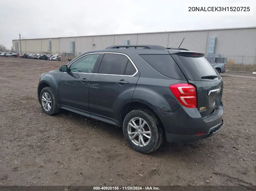 2017 Chevrolet Equinox Lt VIN: 2GNALCEK3H1520725 Lot: 40920155