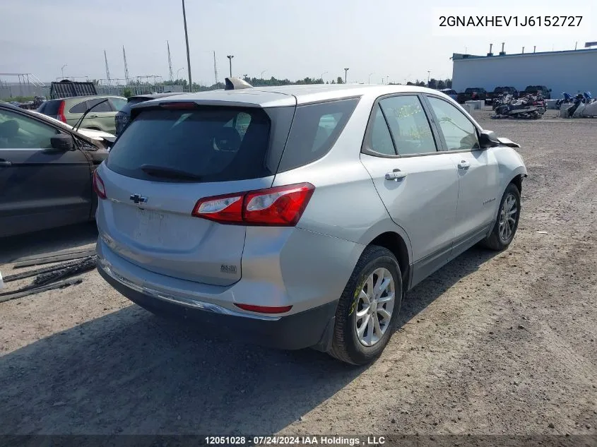 2018 Chevrolet Equinox Ls VIN: 2GNAXHEV1J6152727 Lot: 12051028