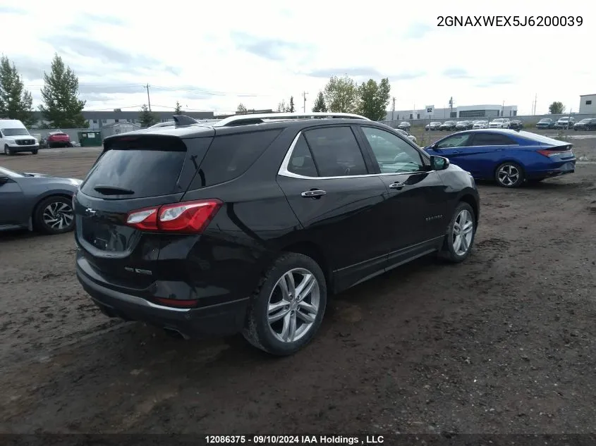 2018 Chevrolet Equinox VIN: 2GNAXWEX5J6200039 Lot: 12086375